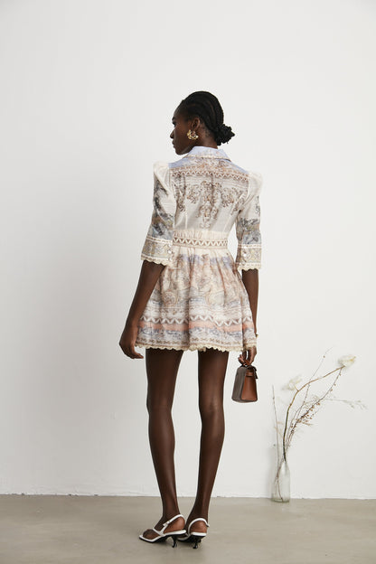 Joséphine belted V-neck mini dress