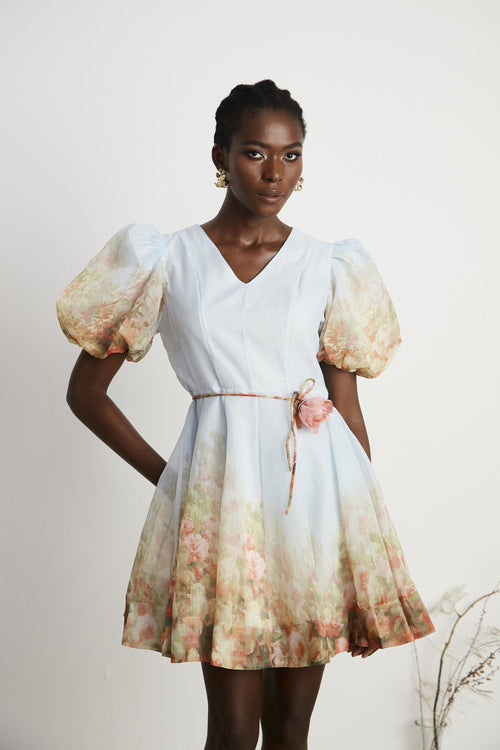 Céleste faux-flower V-neck mini dress (US Only)