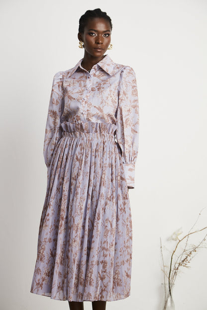 Isabeau floral-print shirt & skirt matching set