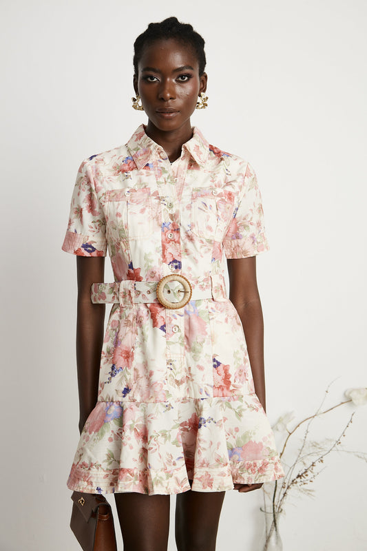 Axelle belted floral-print mini dress (US Only)