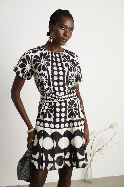 Émeline pattern-print belted mini dress (US Only)
