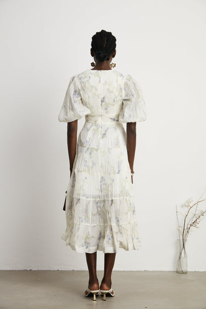 Ariane V-neck tiered-ruffled midi dress (US Only)