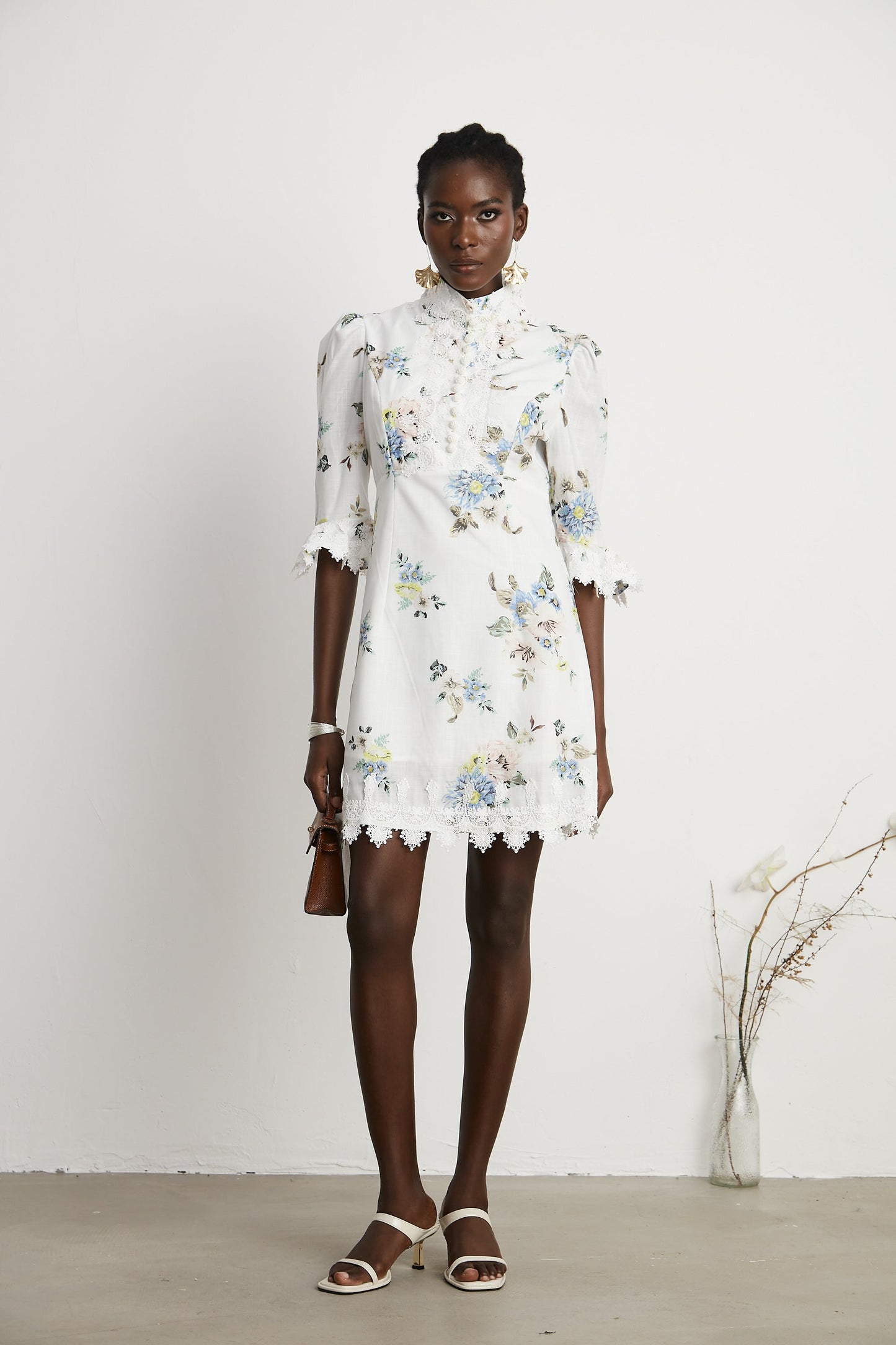 Marivel floral-print lace-trim mini dress (US Only)
