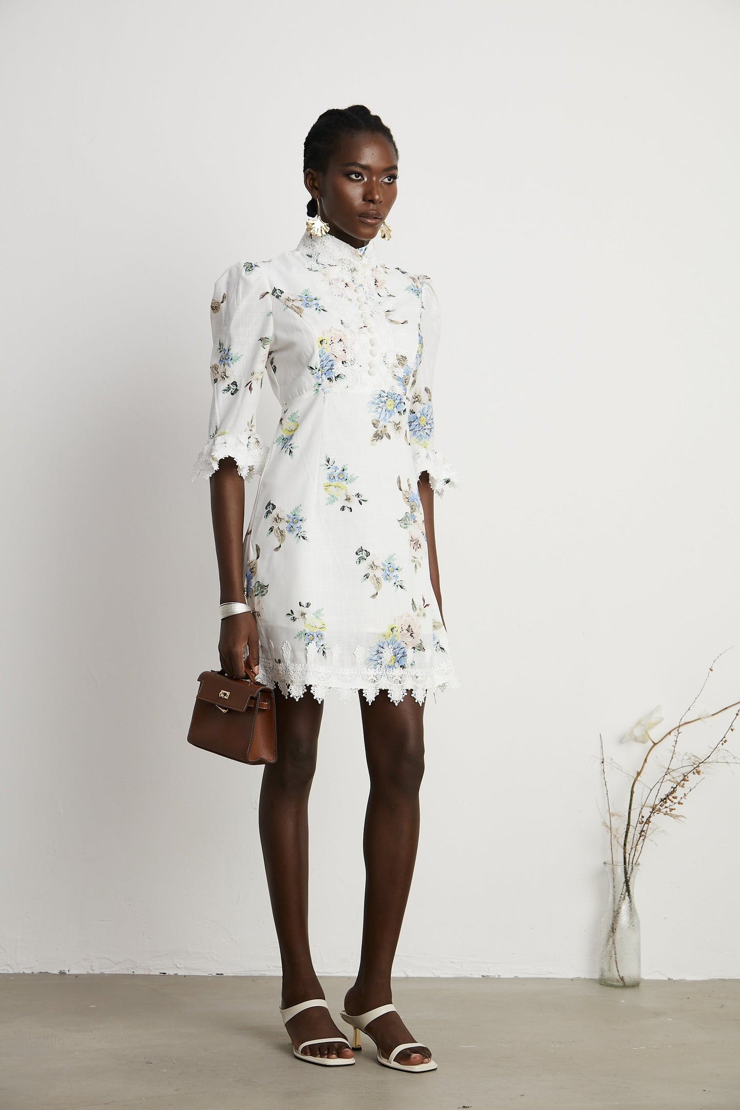 Marivel floral-print lace-trim mini dress (US Only)