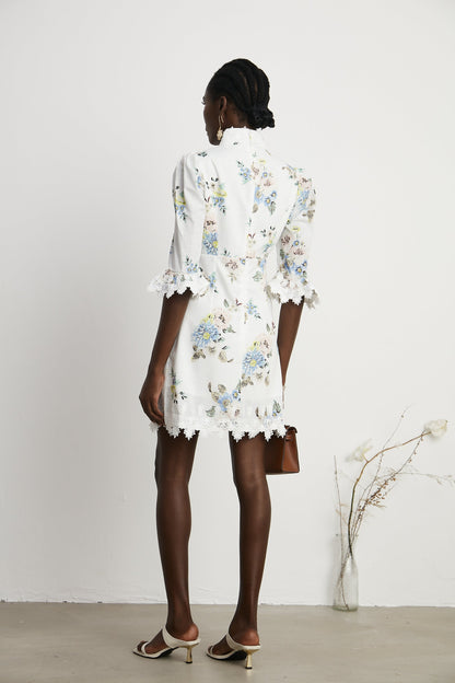 Marivel floral-print lace-trim mini dress (US Only)