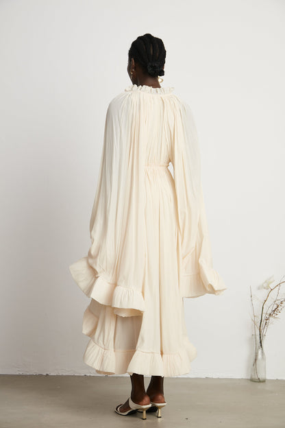 Charlene cape-design midi dress