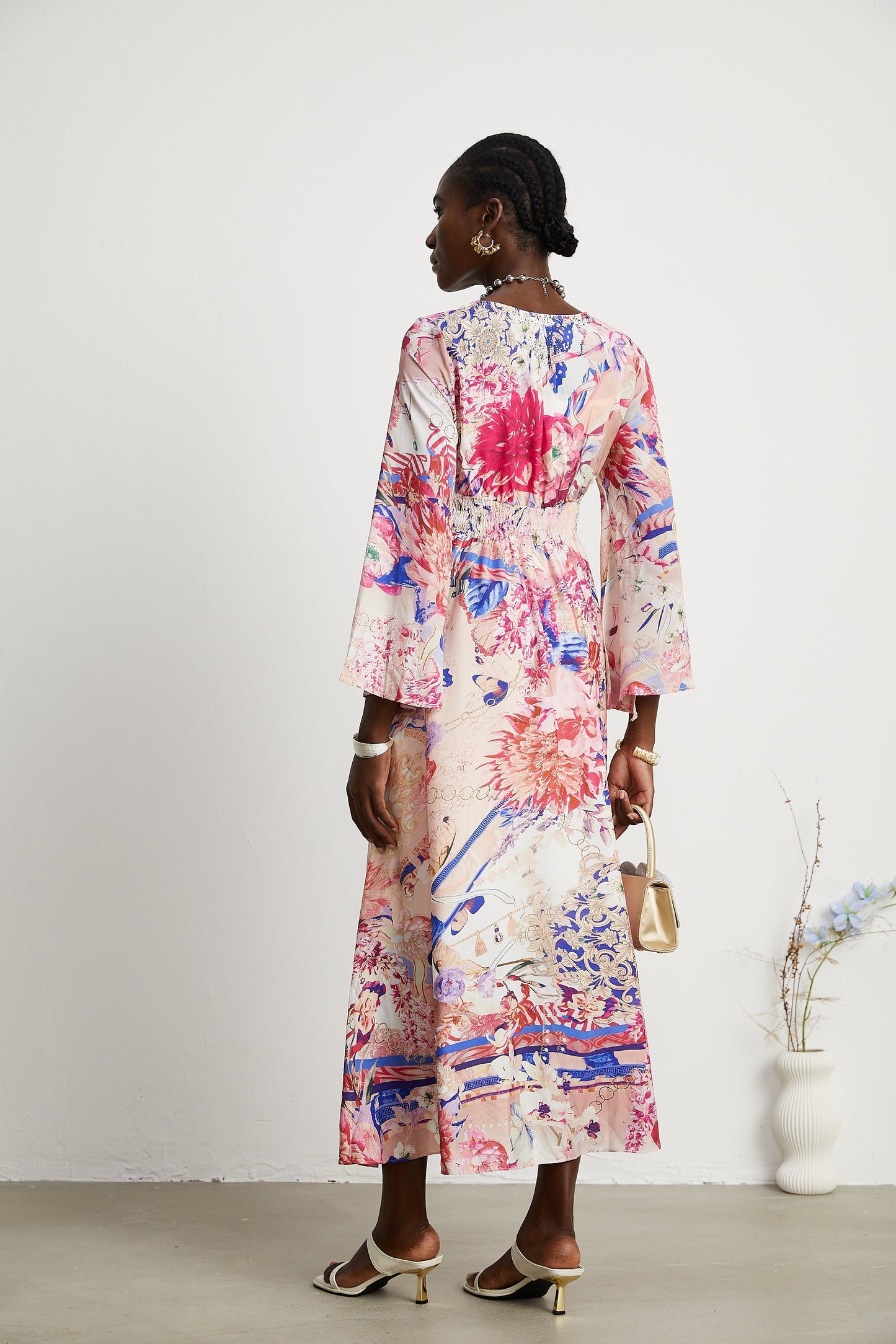 Silvia kimono-sleeve shirring maxi dress (US Only)