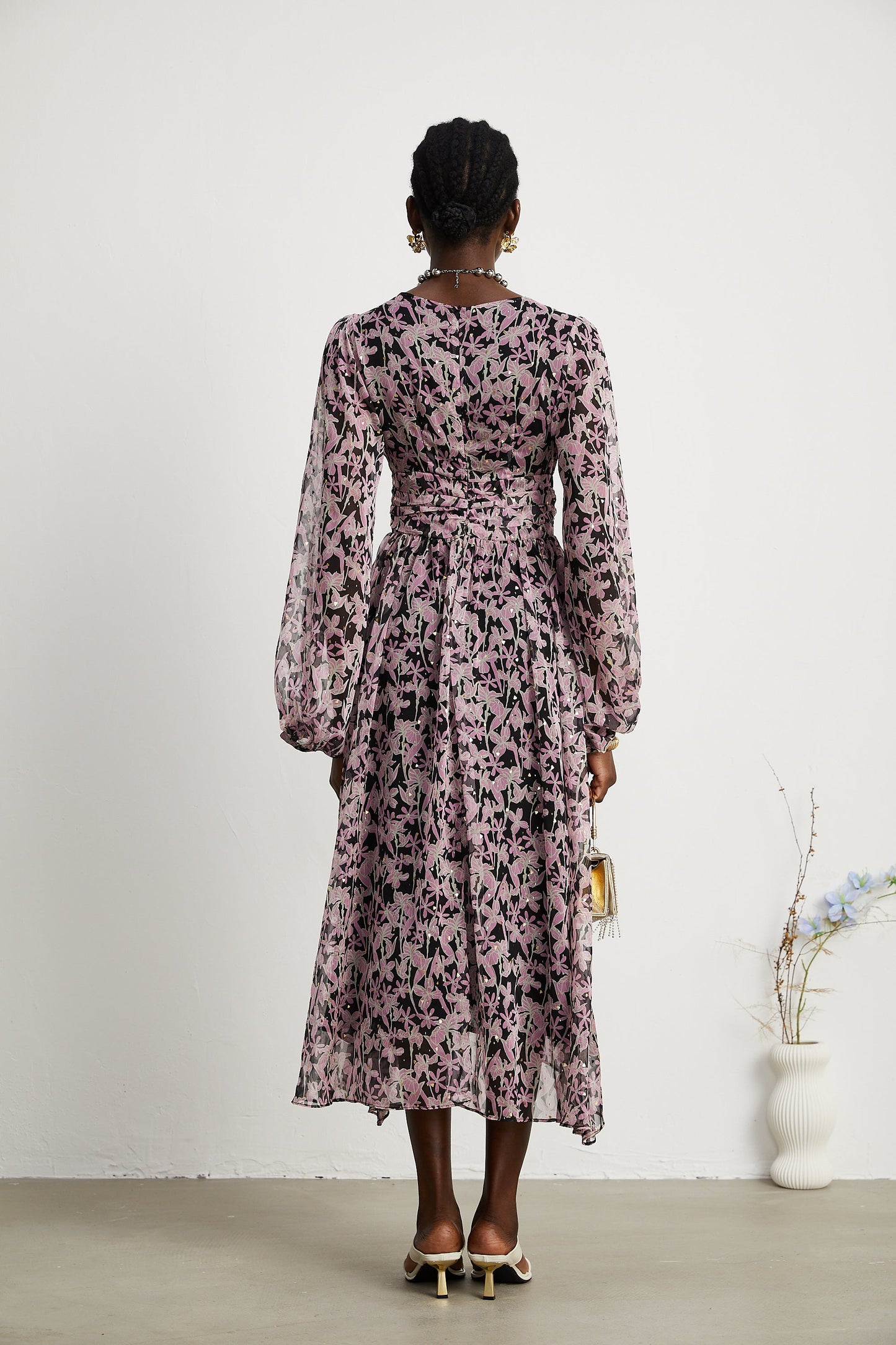 Inès floral-print embellished midi dress (US Only)