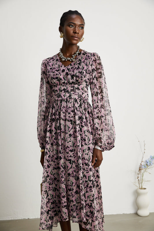 Inès floral-print embellished midi dress (US Only)