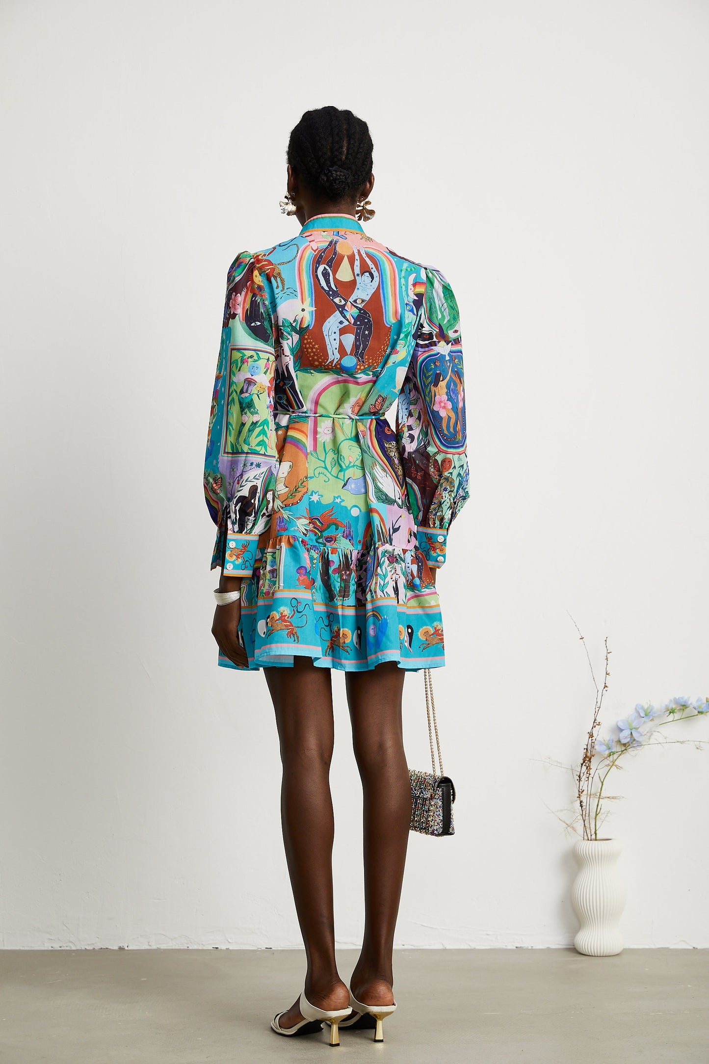 Valérie pattern-print flared mini dress (US Only)