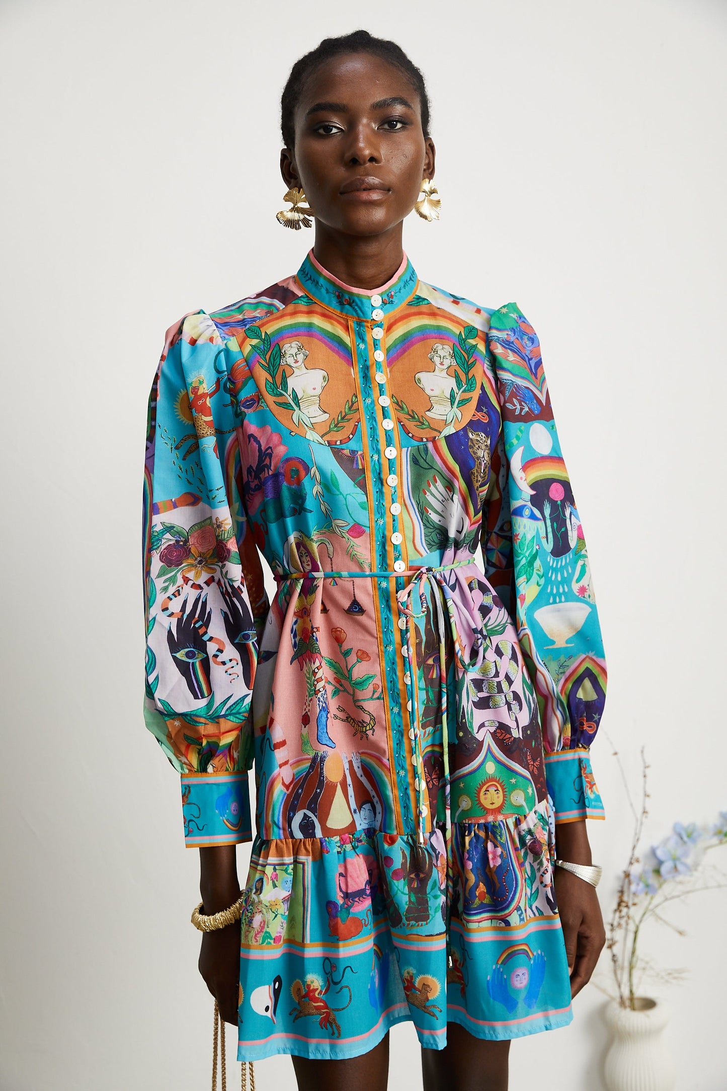 Valérie pattern-print flared mini dress (US Only)