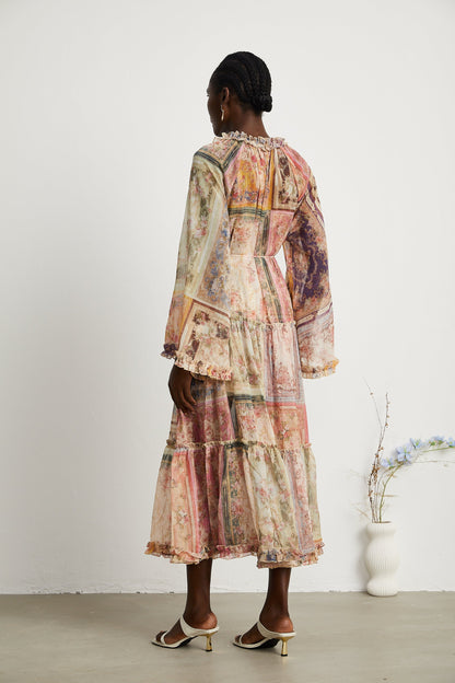 Justine pattern print midi dress