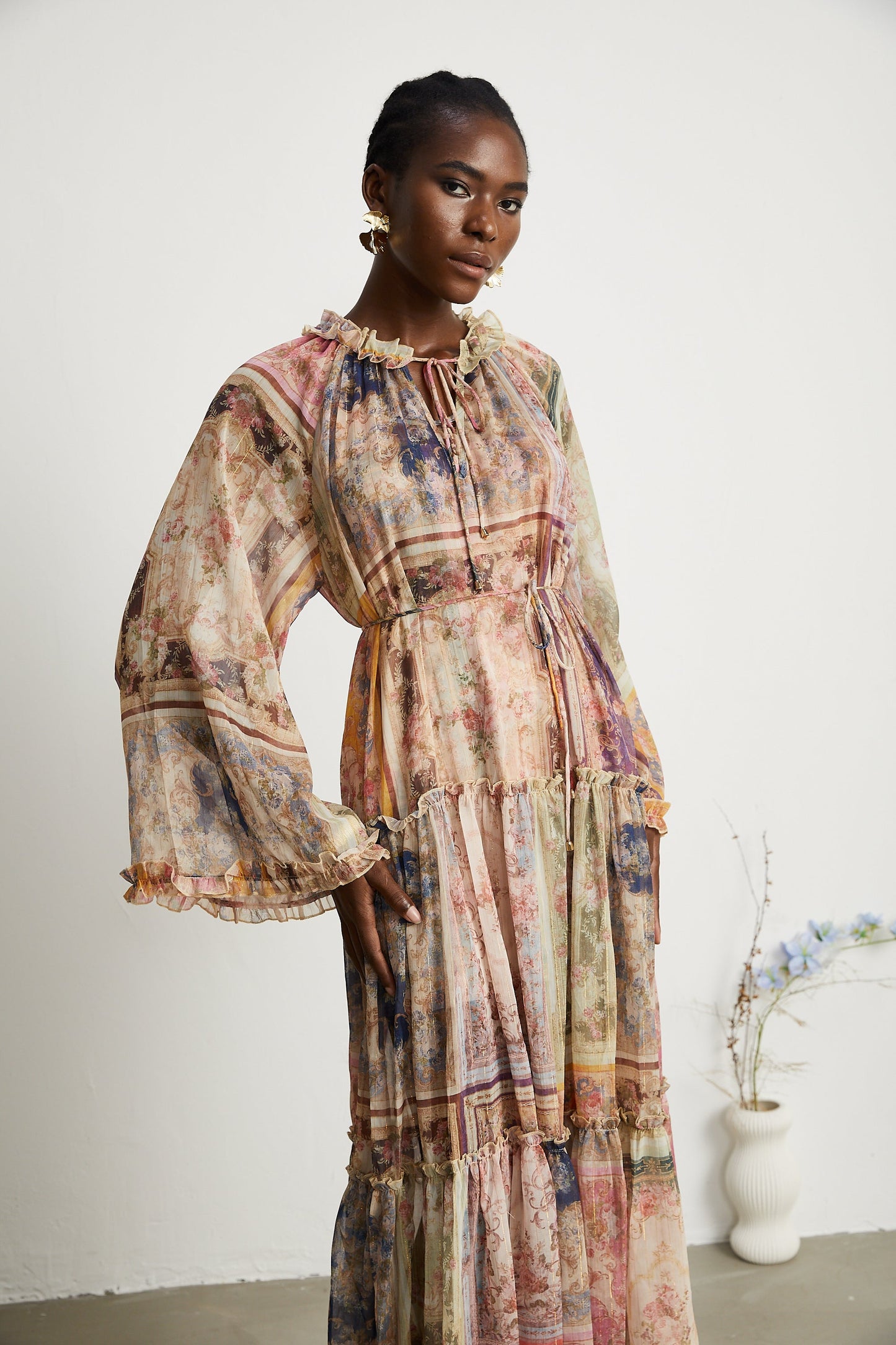 Justine pattern print midi dress
