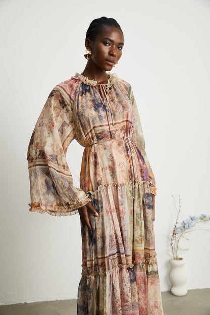 Justine pattern print midi dress
