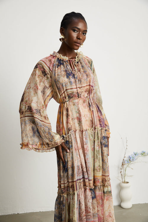 Justine pattern print midi dress