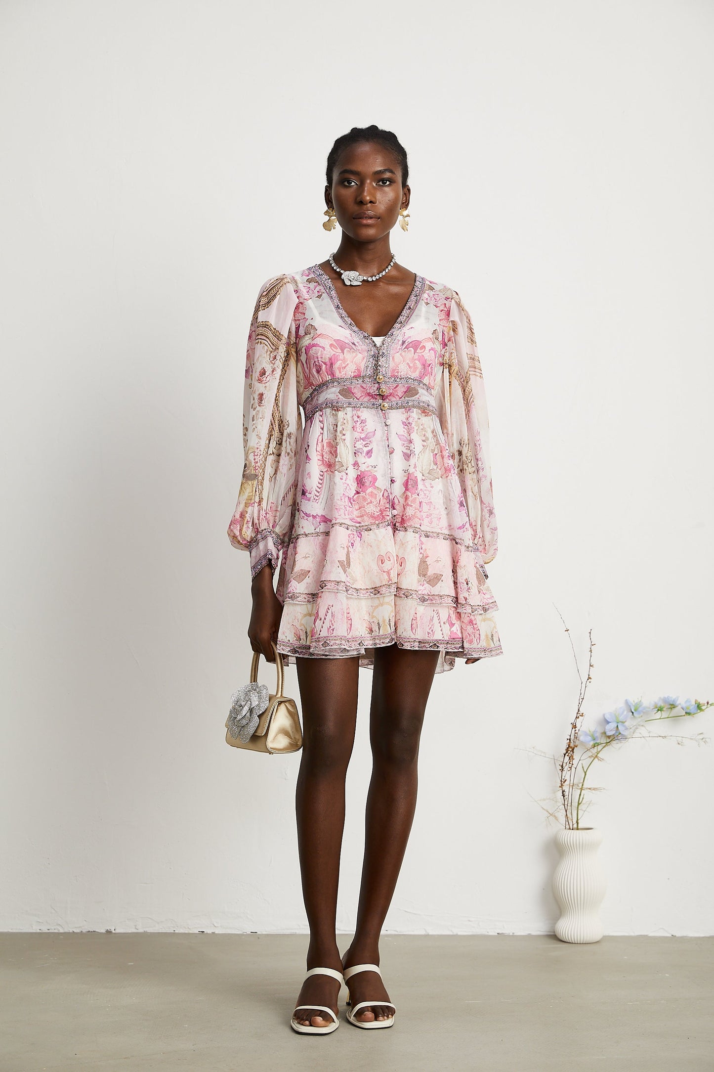 Mélisande floral-print tiered mini dress (US Only)