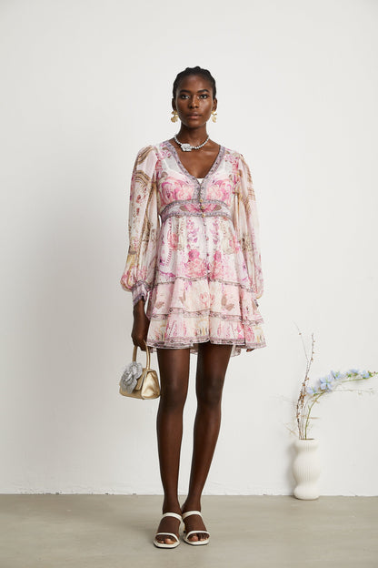 Mélisande floral-print tiered mini dress (US Only)