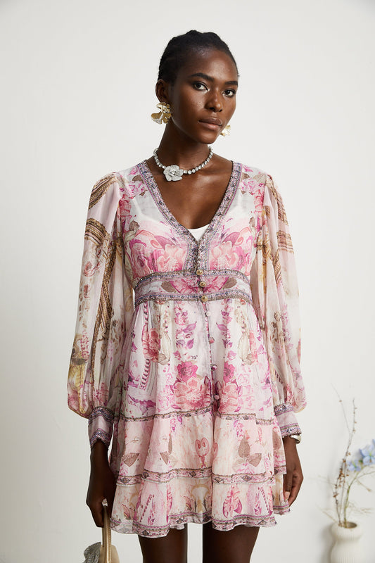 Mélisande floral-print tiered mini dress (US Only)