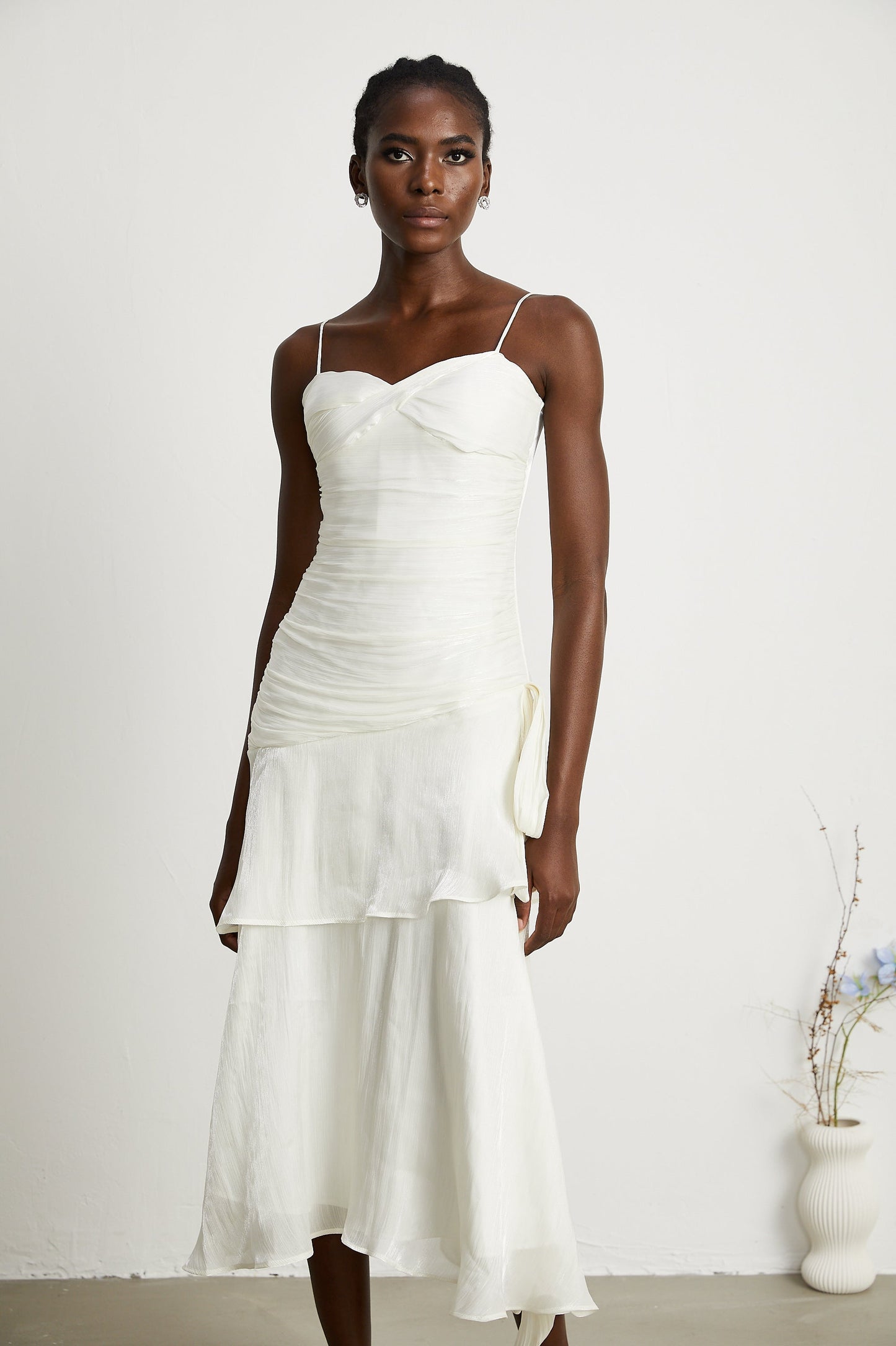 Bérénice layered flounce-hem midi dress (US Only)