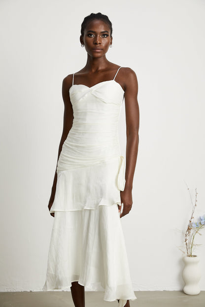 Bérénice layered flounce-hem midi dress (US Only)