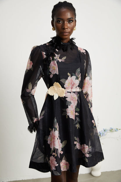 Mariah semi-sheer flower mini dress (US Only)
