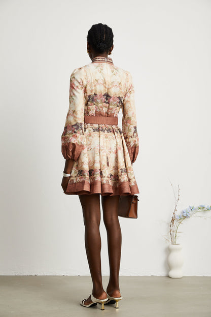 Kensia pattern-print flared mini dress