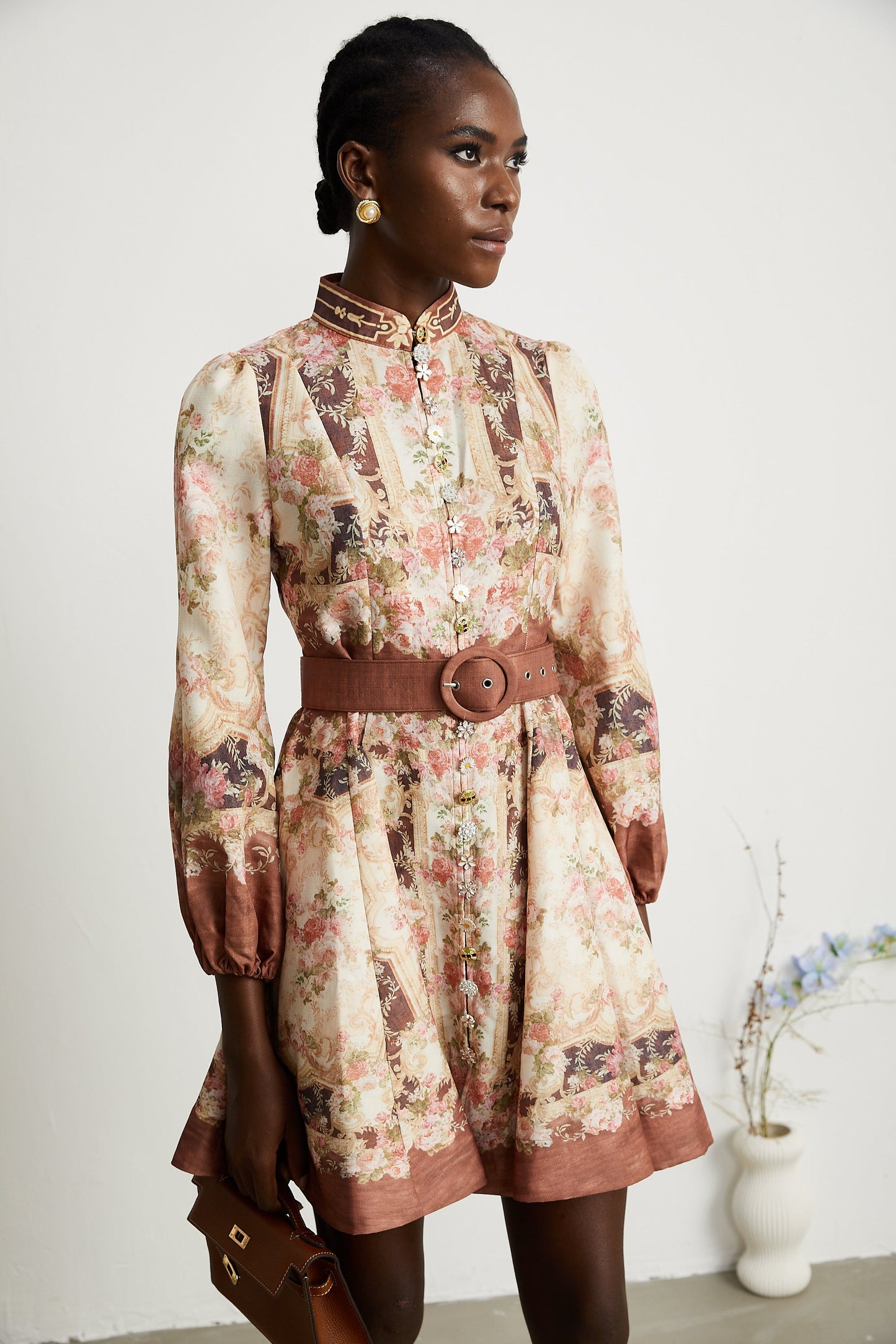 Kensia pattern-print flared mini dress