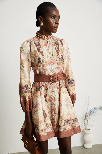 Kensia pattern-print flared mini dress