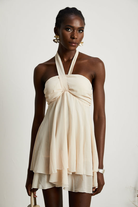 Esmerie bustier sleeveless back-tie mini dress