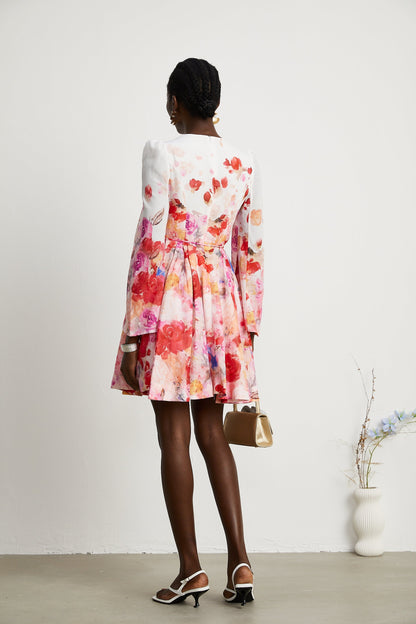 Lisette cinch-waist floral-print mini dress (US Only)