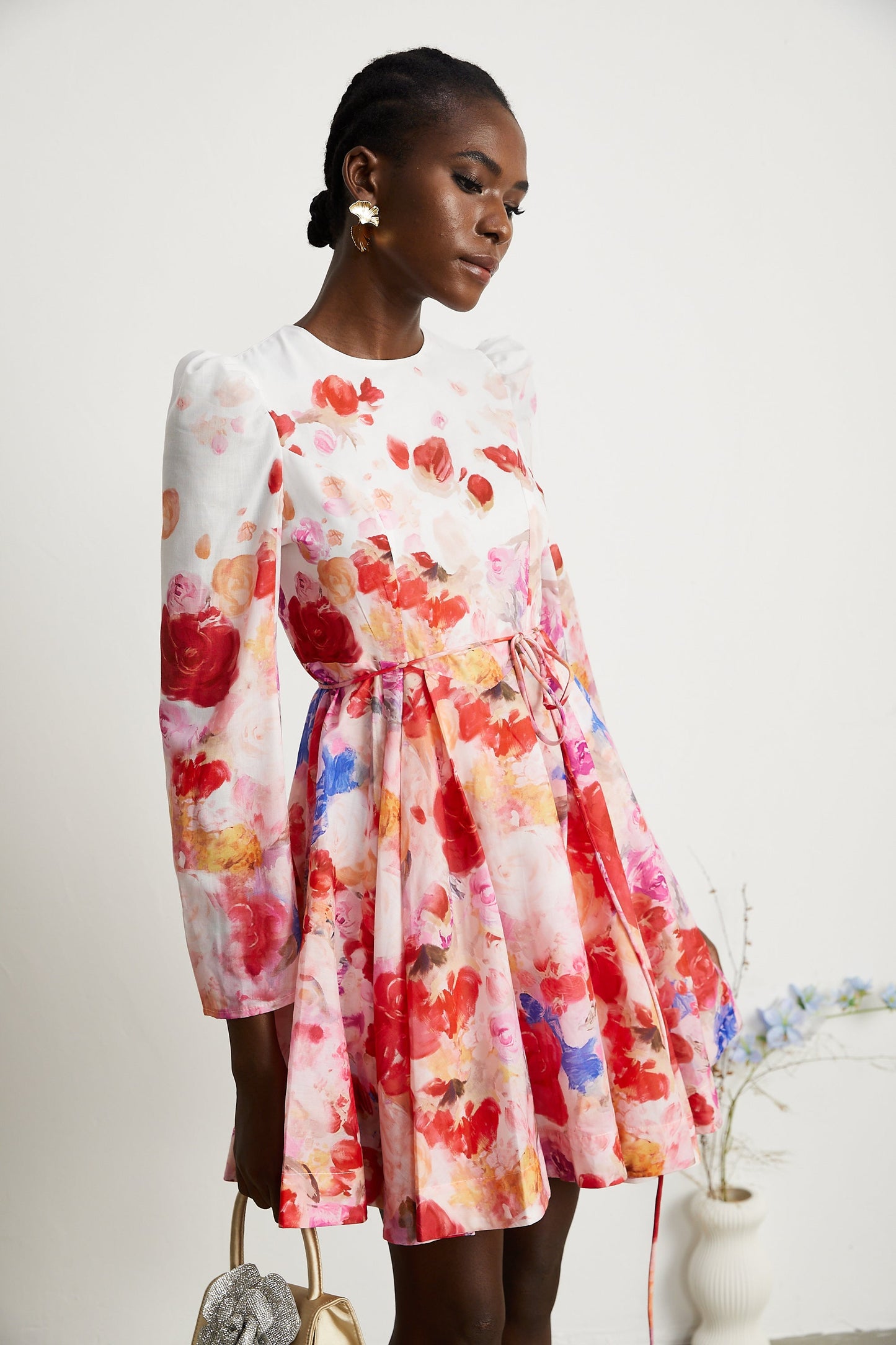 Lisette cinch-waist floral-print mini dress (US Only)