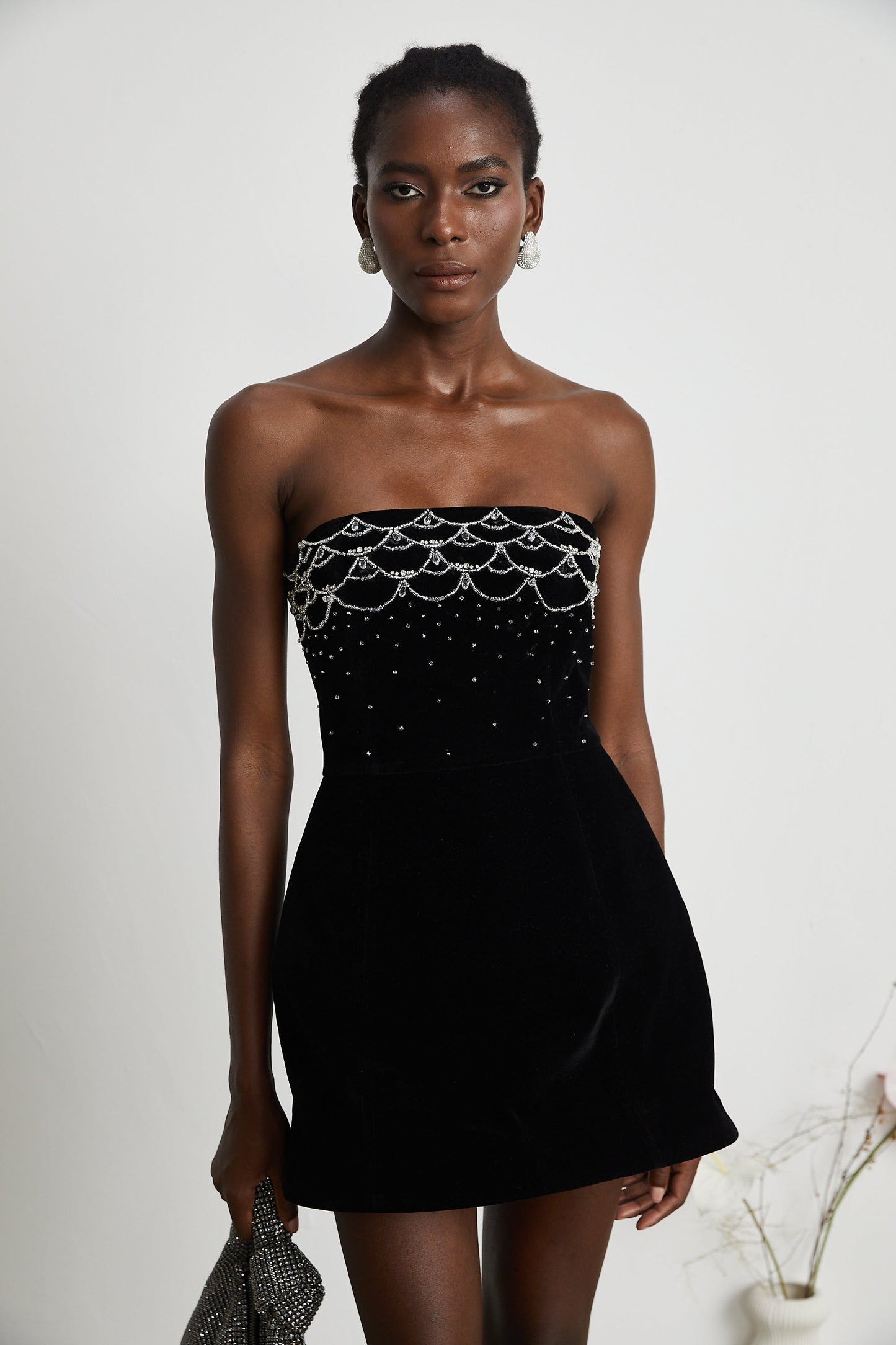 Sandrine crystal-embellished velvet mini dress (US Only)