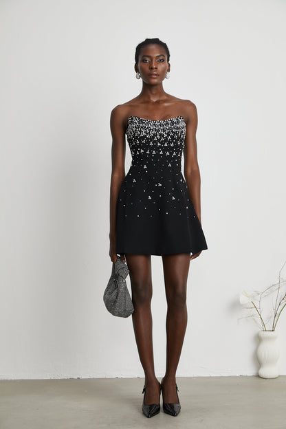 Melisande black embellished mini dress