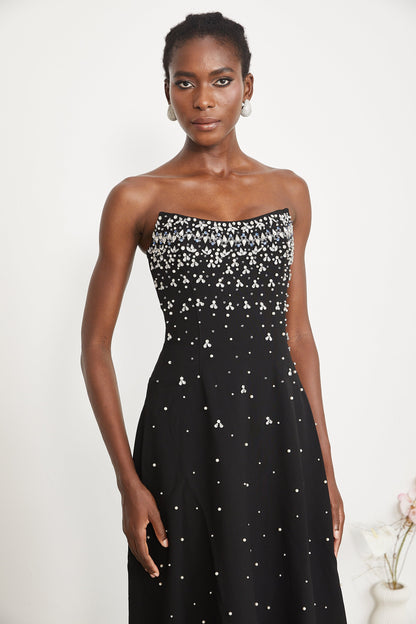 Melisande black embellished maxi dress
