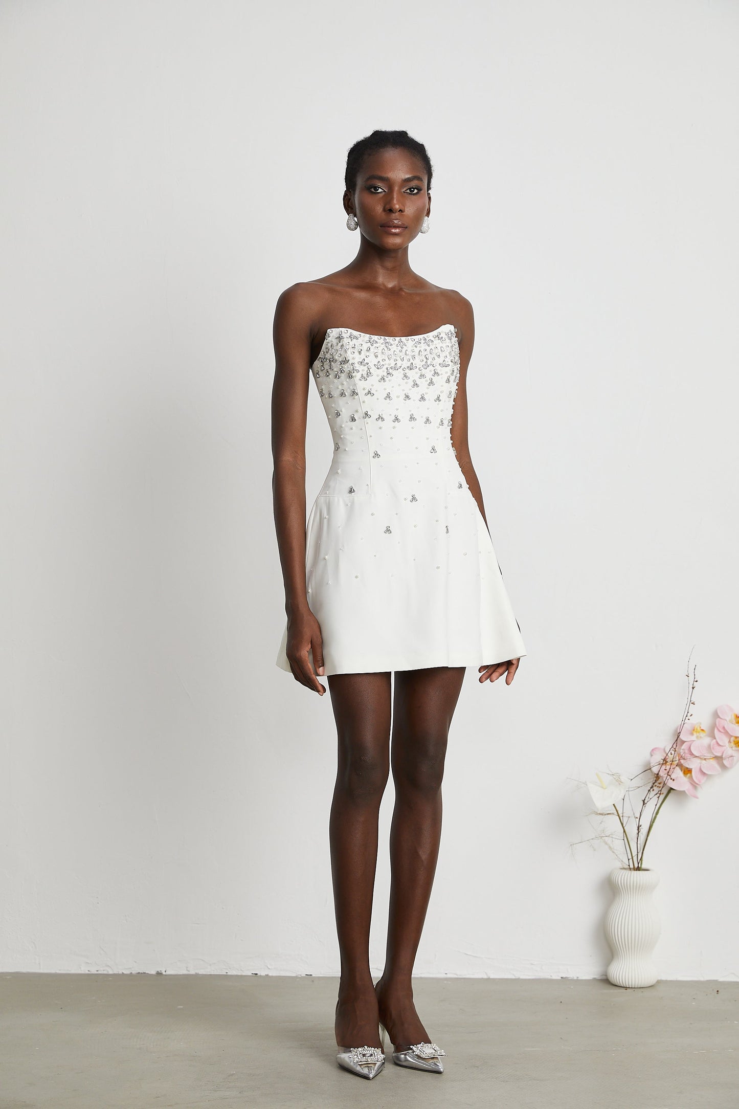 Melisande white embellished mini dress