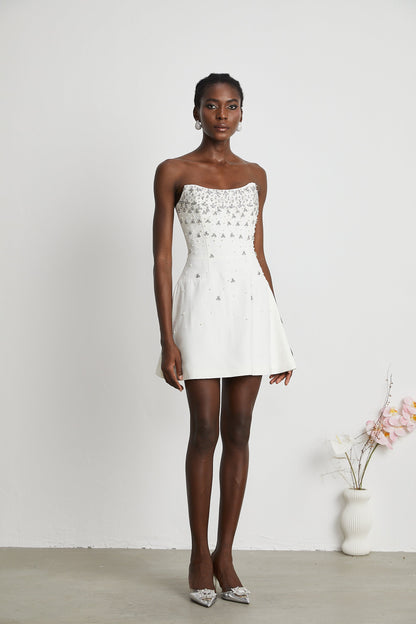 Melisande white embellished mini dress