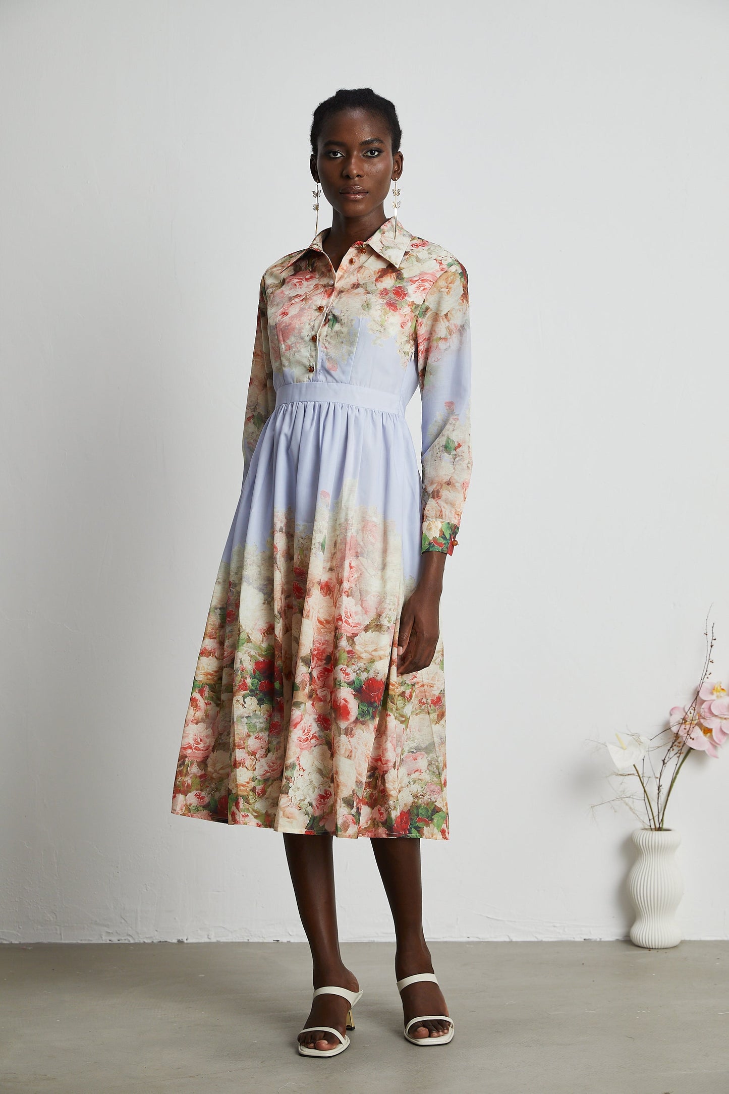 Sylvie floral-print pleated midi dress