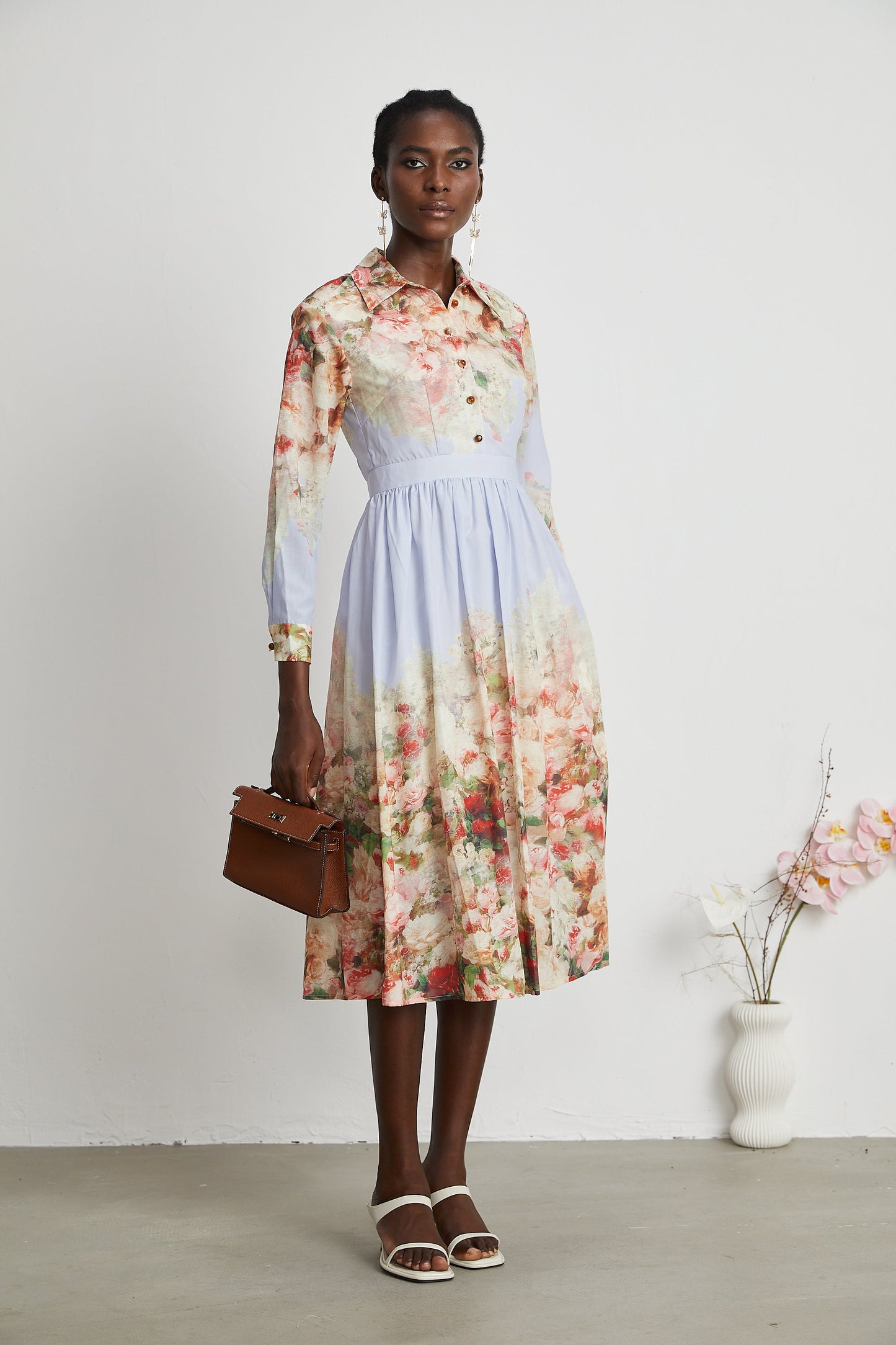 Sylvie floral-print pleated midi dress