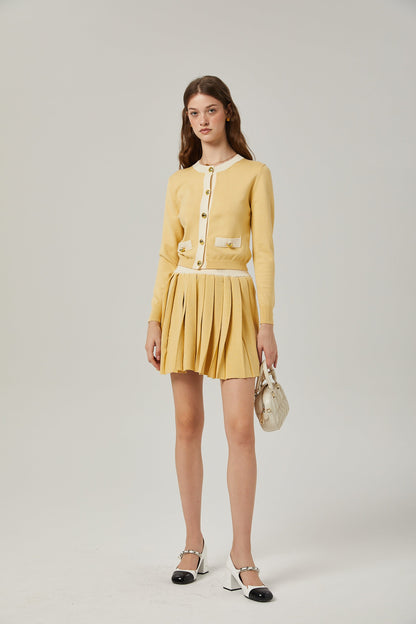 Clémence wool cardigan & skirt matching set