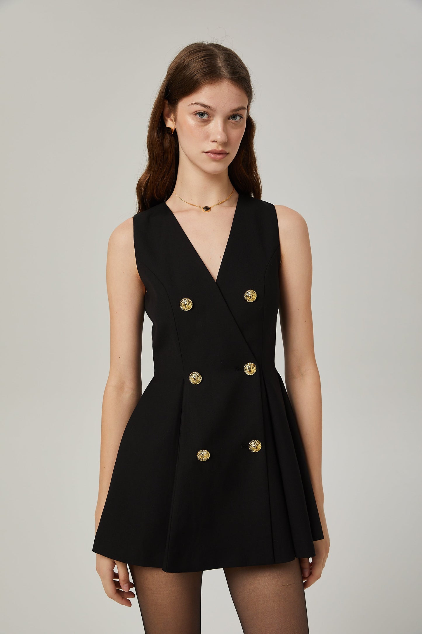 Amira double-breasted flared mini dress