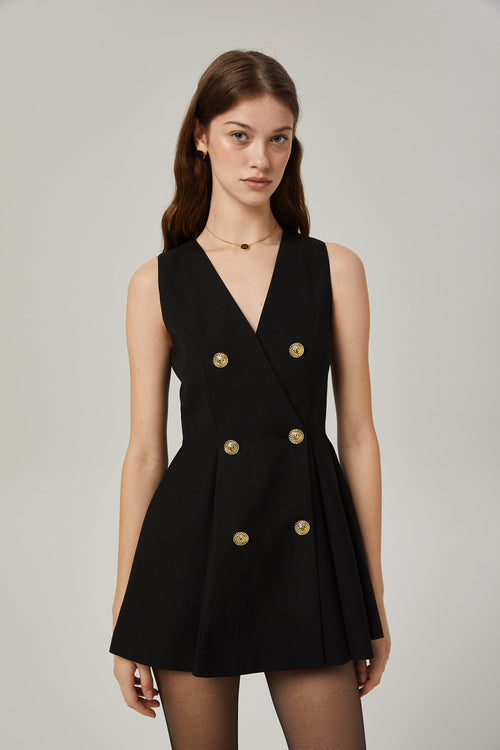 Amira double-breasted flared mini dress