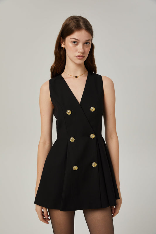 Amira double-breasted flared mini dress