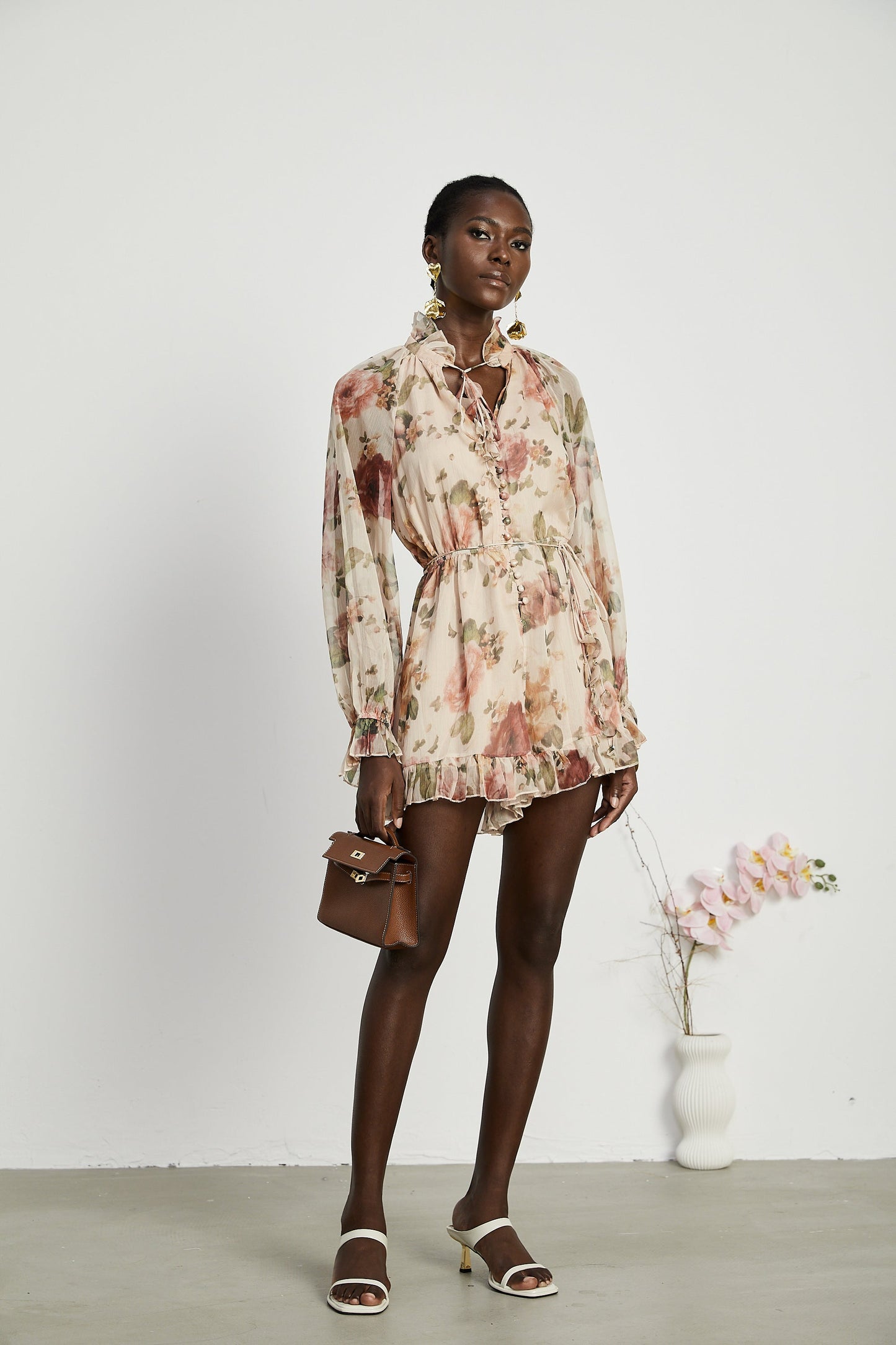 Tilda floral-print gathered mini dress