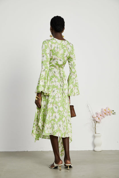 Éva floral-print crystal-embellished midi dress
