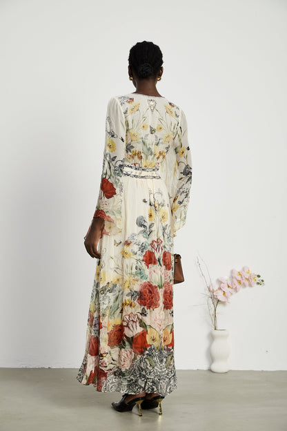 Cora flared-sleeve floral maxi dress (US Only)