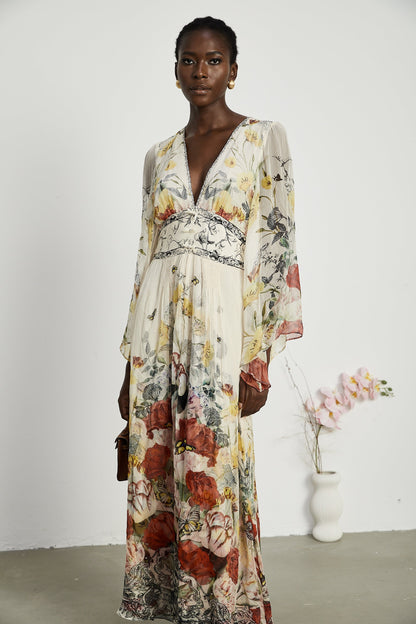 Cora flared-sleeve floral maxi dress (US Only)
