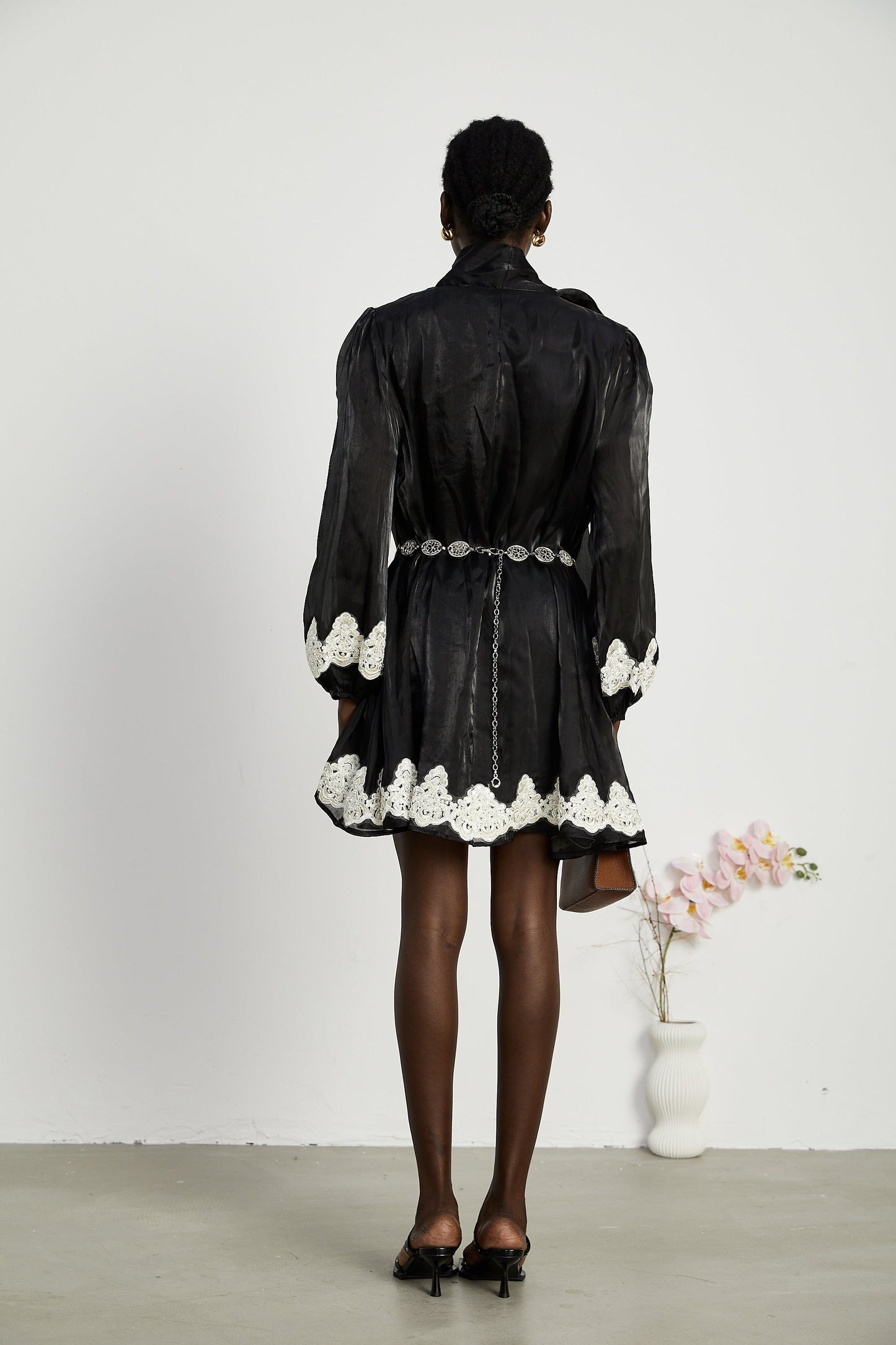 Delphine faux-pearl embellished mini dress in Black (US Only)