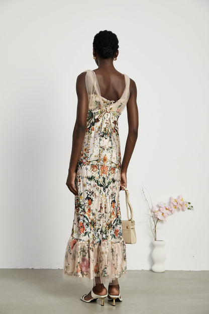 Solada embellished floral-print maxi dress