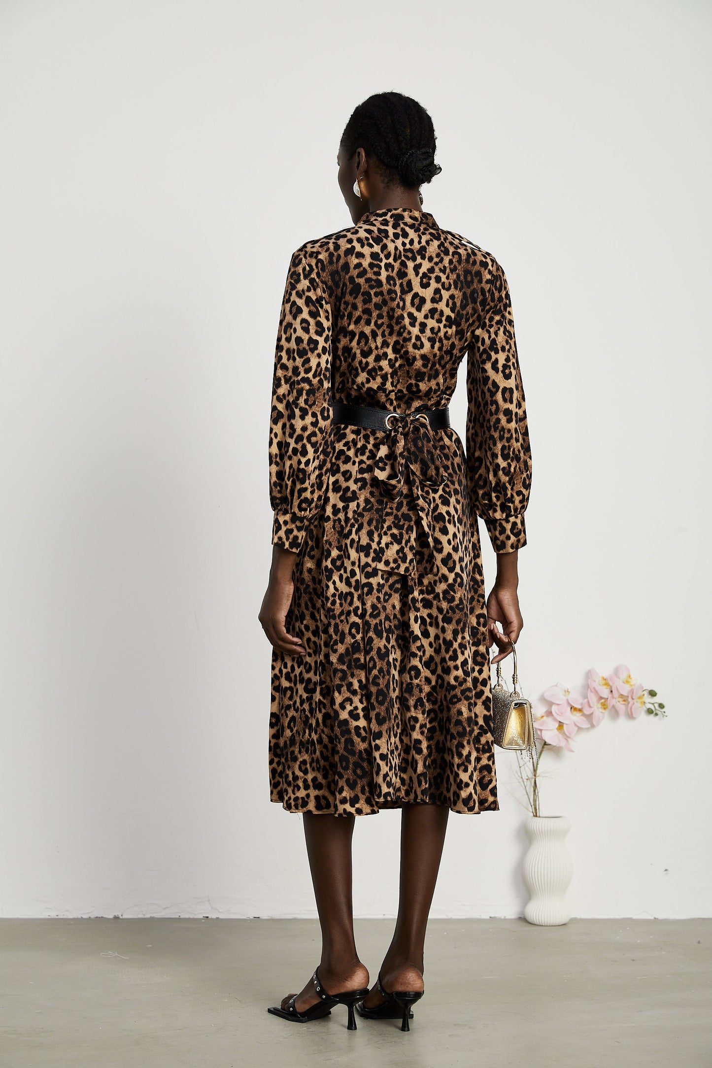Geneviève leopard-print midi dress