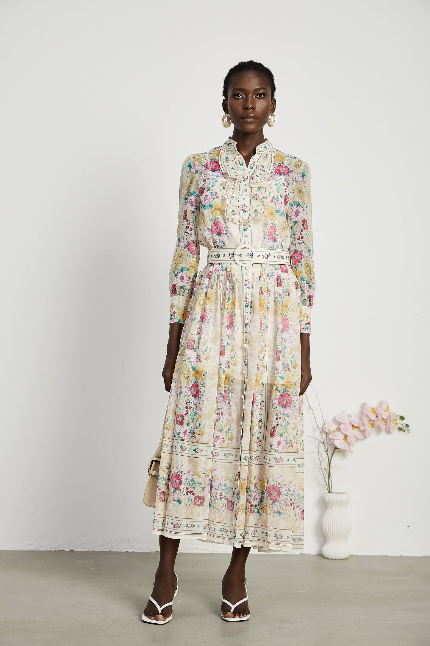 Désirée pleated floral-print midi dress